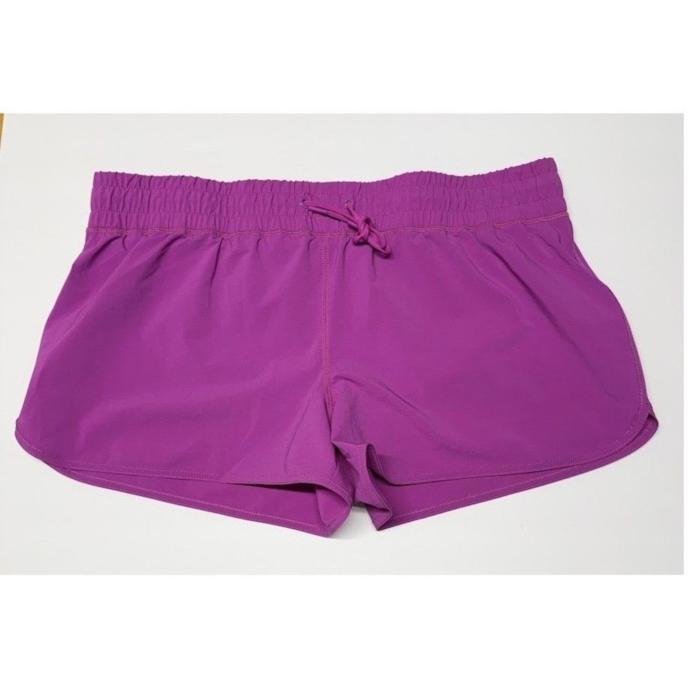 Lands End Sport Womens Purple Running Shorts Size 16 Built-in Liner Zip‎ Pocket